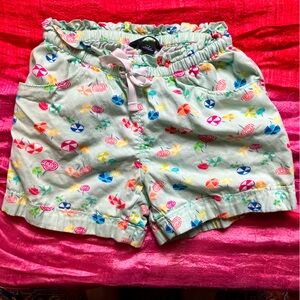 Lands’ End Girls 100% Cotton Beach Print Shorts SZ S (7-8)